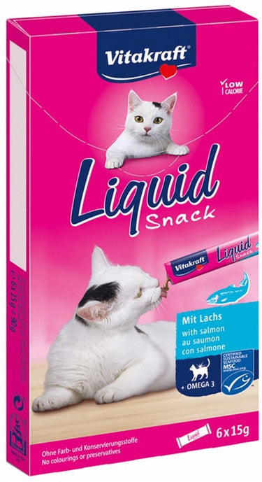 Vitakraft cat liquid - zalm omega - kattensnack - 6 st