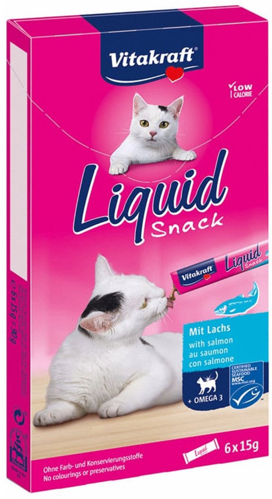 Vitakraft cat liquid - zalm omega - kattensnack - 6 st