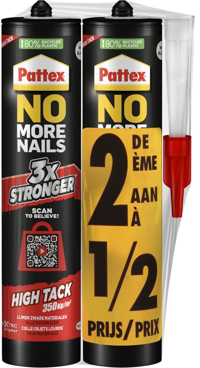 Afbeelding laden in galerijviewer, Pattex no-more-nails high-tack montagekit 2x460g | high-tack montagekit voor hangwerken | voor extra sterke montagekit aanhechting.

