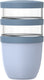Mepal lunchpot 3-delig ellipse - 500 + 200 + 200 ml - met 2 compartimenten - yoghurtbeker en muesli beker to go - geschikt voor vriezer. magnetron en vaatwasser - nordic blue