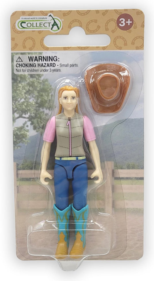 Collecta figurine set - hobby ruiter met cowgirl hoed - paarden - handgeschilderd - miniatuur