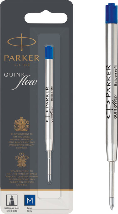 Parker balpenvullingen | medium punt (1,0mm) | blauwe quinkflow inkt | 1 stuk