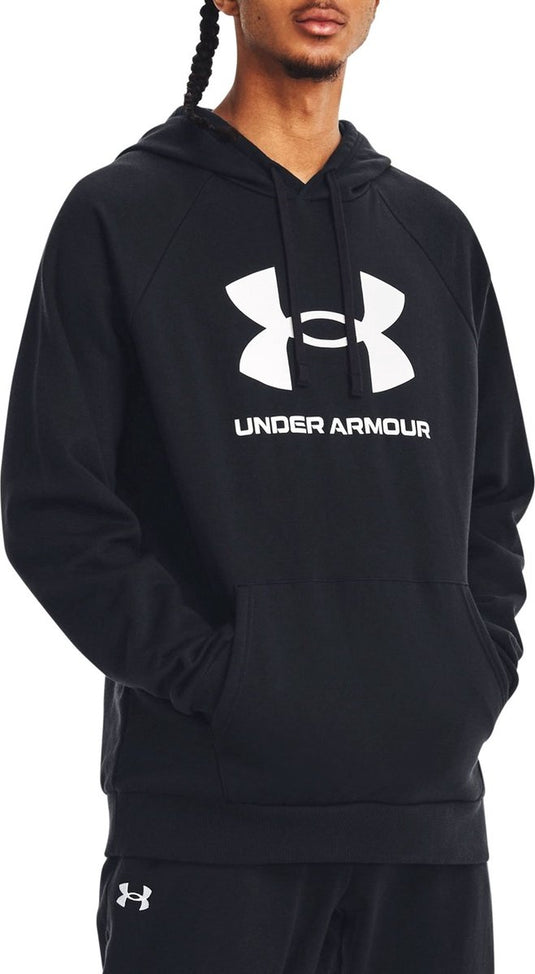 Under armour ua rival fleece logo hd-blk heren sporttrui - zwart - wit