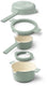 Brabantia compact stapelbare 5-delige pannenset camping - ruimtebesparende 5-in-1 kookpannenset - pfas-vrij - geschikt voor inductie - ovenbestendig - trendy kleur jade green