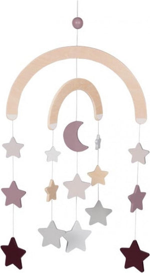Goki mobiel: maan en sterren lifestyle mauve 39x45cm, hout