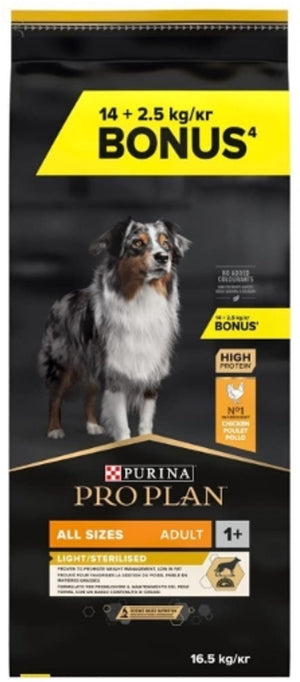 Pro plan proplan licht gesteriliseerd - kroketten van turkije - voor volwassen honden - 14 + 2,5 kg