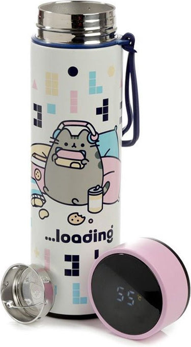 Puckator pusheen kat gaming thermosfles digitale thermometer 450ml