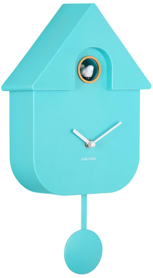 Karlsson wandklok modern cuckoo - turquoise - 8.5x21.5x41cm - wandklok scandinavisch