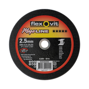 Flexovit dss mega-line 230x2.5x22.23 a30w t41 staal | 25 stuks