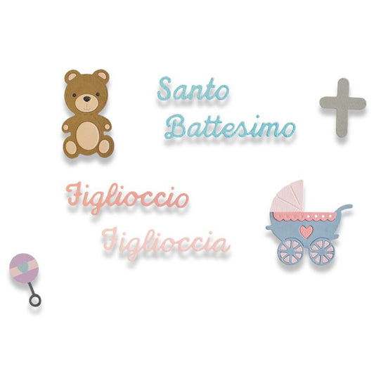 Sizzix • thinlits snijmal italiaanse set x9 battesimo