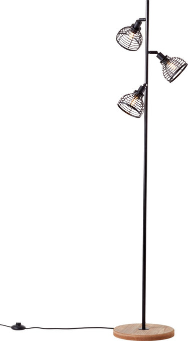 Brilliant avia - vloerlamp - e27 max 3x40w - zwart houtkleur