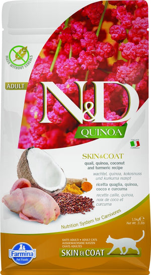 Farmina pet food farmina n d quinoa - adult kat - skin coat kwartel - 1,5kg