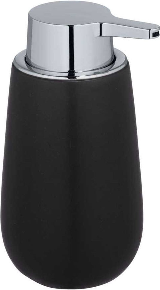 Wenko zeepdispenser badi zwart mat keramiek 320ml - zeeppompje vrijstaand en navulbaar - badkamer toilet keuken