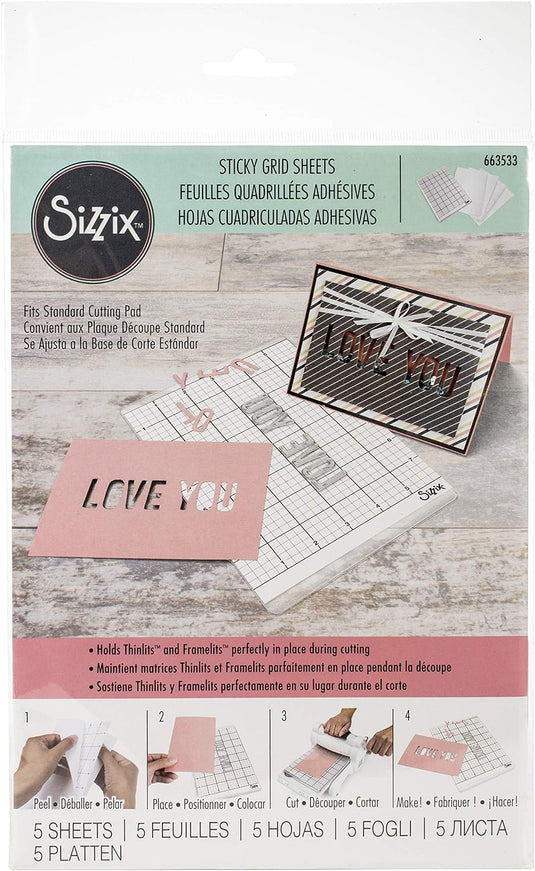 Sizzix • sticky grid sheets 15,24x21,59cm 5pieces