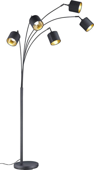 Rl live your light reality tommy vloerlamp - zwart - goudkleur - excl.5xe14 - ip20 - h200cm