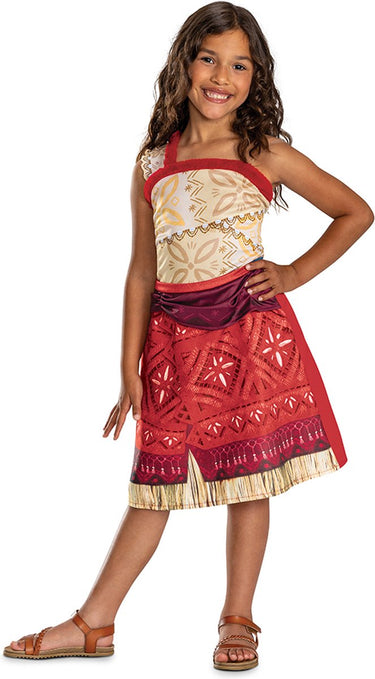 Disguise disney - moana 2, kostuum jurk moana vaiana classic, maat m (7-8 jaar), meisjes