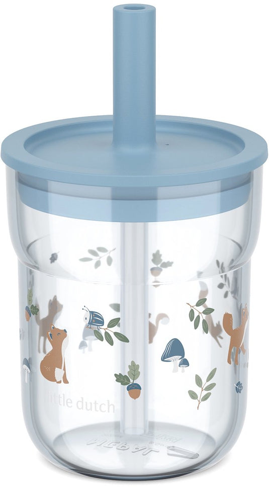 Mepal mio kinderbeker met rietje little dutch - 250 ml - makkelijk vast te houden - kinderservies - forest friends