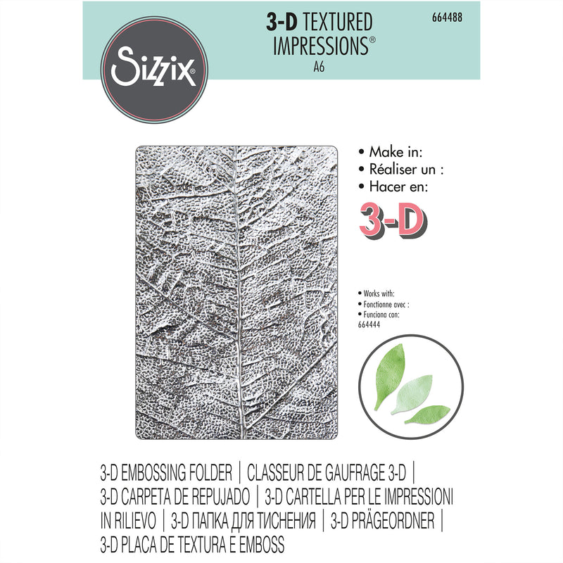 Load image into Gallery viewer, Sizzix • 3d textured impressions embossing folder leaf vein
