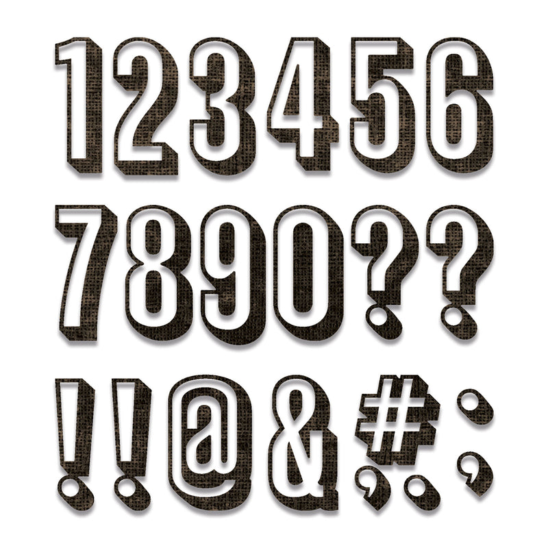 Load image into Gallery viewer, Sizzix • tim holtz thinlits die set alphanumeric shadow numbers 21pcs
