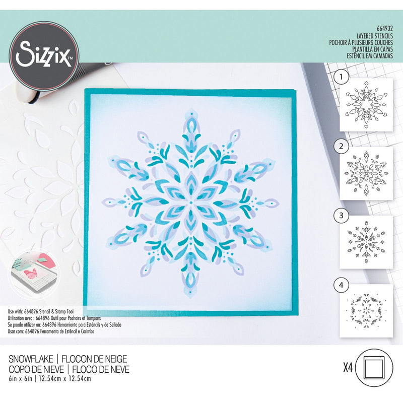 Load image into Gallery viewer, Sizzix • layered stencils snowflake 4stuks
