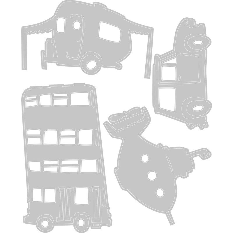 Load image into Gallery viewer, Sizzix • tim holtz thinlits die set wacky transport #1 4pcs
