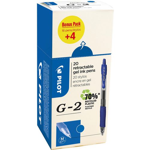 Pilot gel rollerbalpen g-2 07 blauw 20 stuks