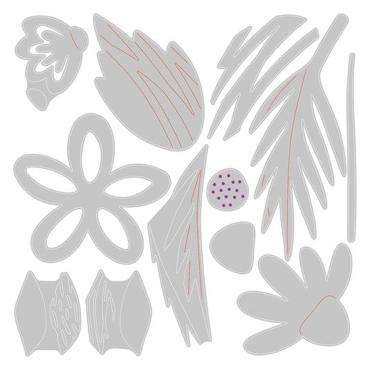Sizzix • thinlits die set bohemian florals 12pieces