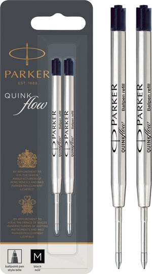 Parker balpenvullingen | medium punt | zwarte quinkflow inkt | 2 stuks