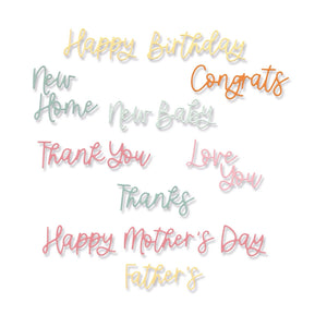 Sizzix • thinlits die set variety sentiments 14stuks