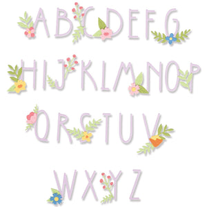 Sizzix • thinlits die set floral alphabet by alexis trimble