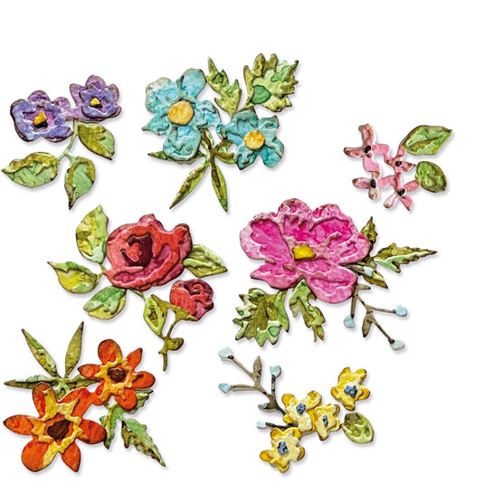 Sizzix • tim holtz thinlits die set brushstroke flowers mini 14pcs