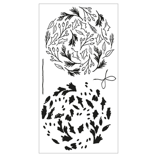 Sizzix • layered clear stamps leafy ornament