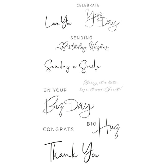 Sizzix • clear stamp set daily sentiments no.2 14pcs