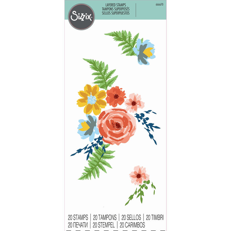 Load image into Gallery viewer, Sizzix • layered clear stamp set painted florals 20pcs

