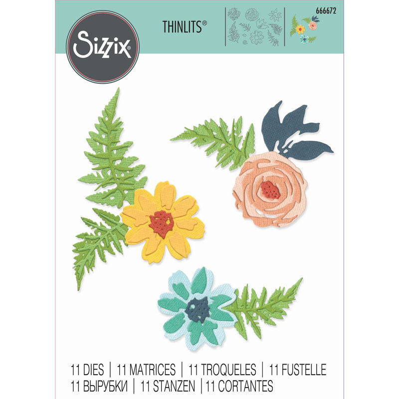 Load image into Gallery viewer, Sizzix • thinlits die set flowers fern 11pcs
