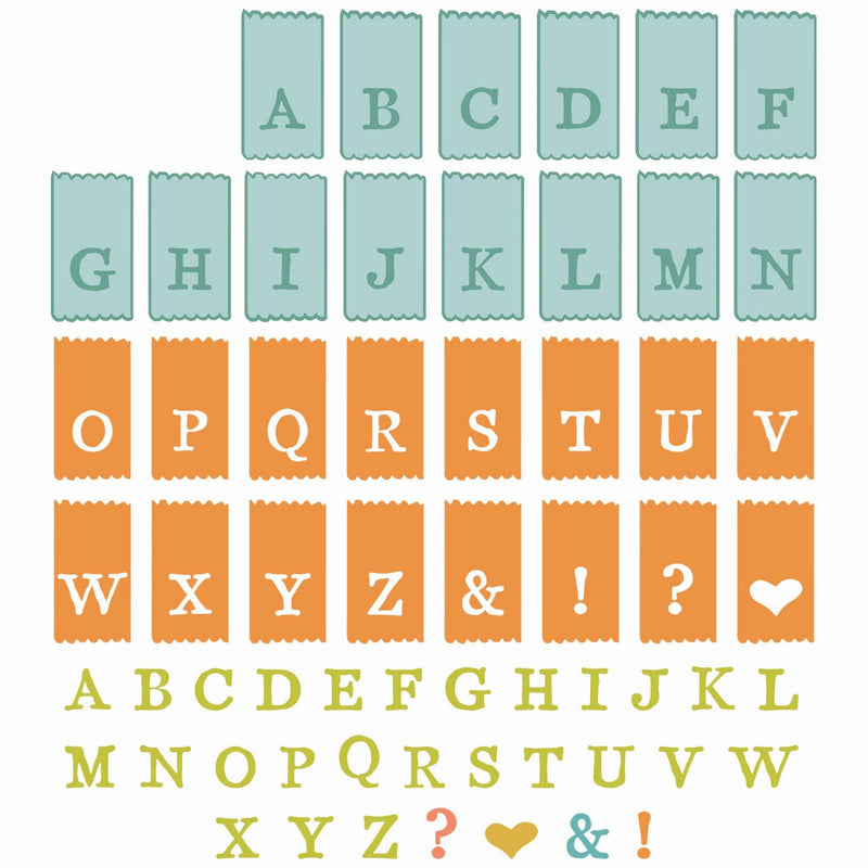 Load image into Gallery viewer, Sizzix • clear stamp set a5 with framelits die tab stamp alpha 70pcs
