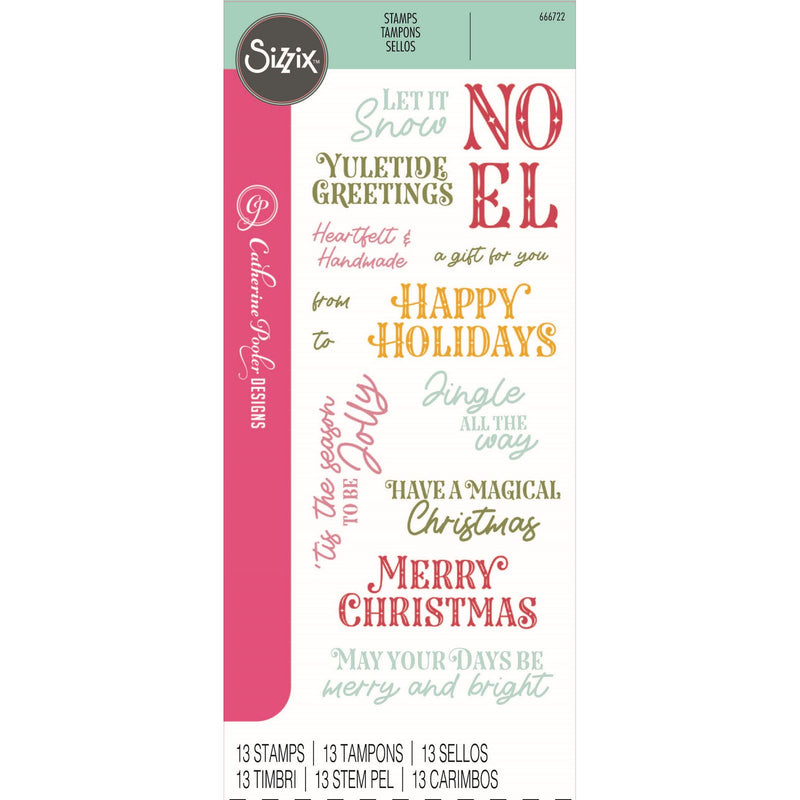 Load image into Gallery viewer, Sizzix • clear stamps set greetings of the season 13pcs
