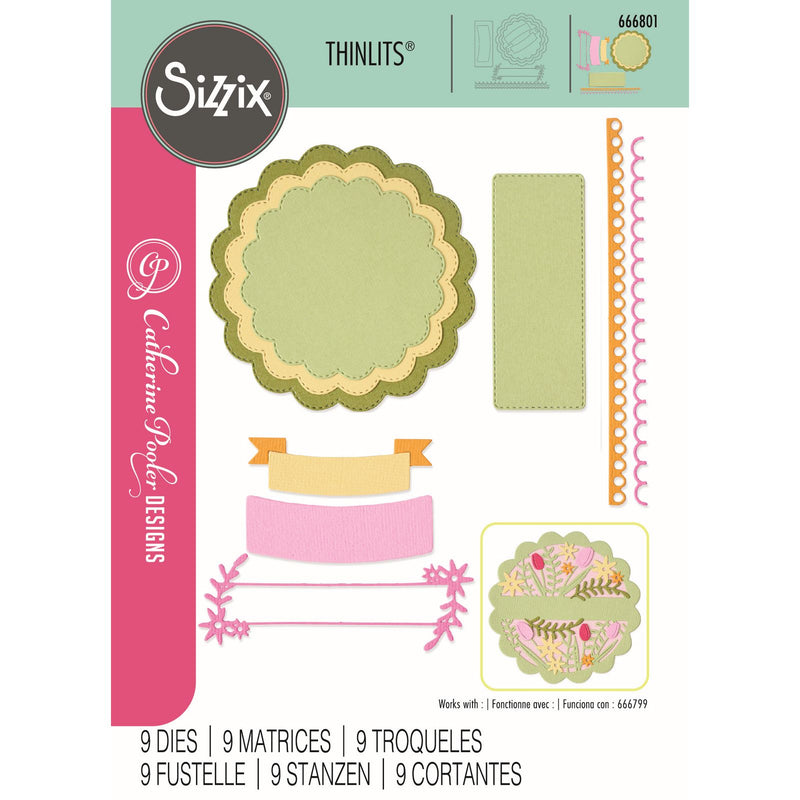 Load image into Gallery viewer, Sizzix • thinlits die set scalloped circles, borders banners 10pcs
