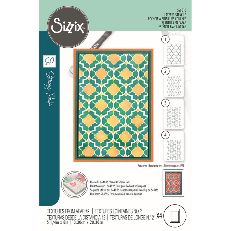Load image into Gallery viewer, Sizzix • stencil textures from afar nr.2 4pcs
