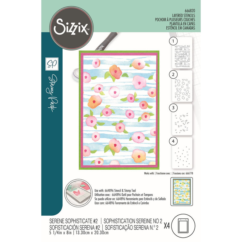 Load image into Gallery viewer, Sizzix • stencil serene sophisticate nr.2 4pcs
