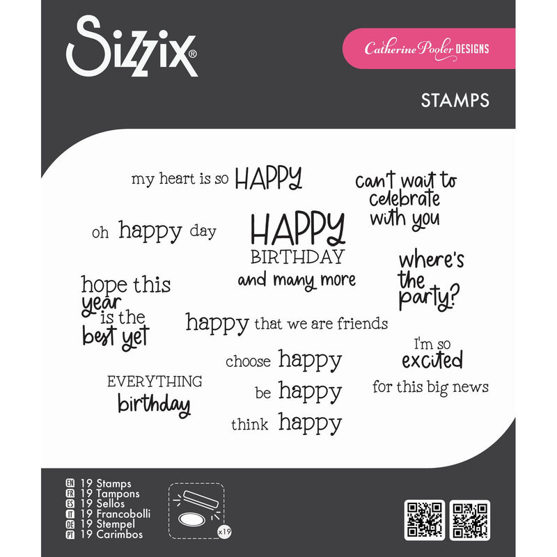 Load image into Gallery viewer, Sizzix • clear stamps set 21pcs happy everything sentiment by catherine pooler
