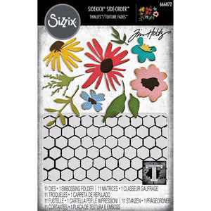 Sizzix • 2d embossing folder thinlit set vault floristry 11pcs by tim holtz