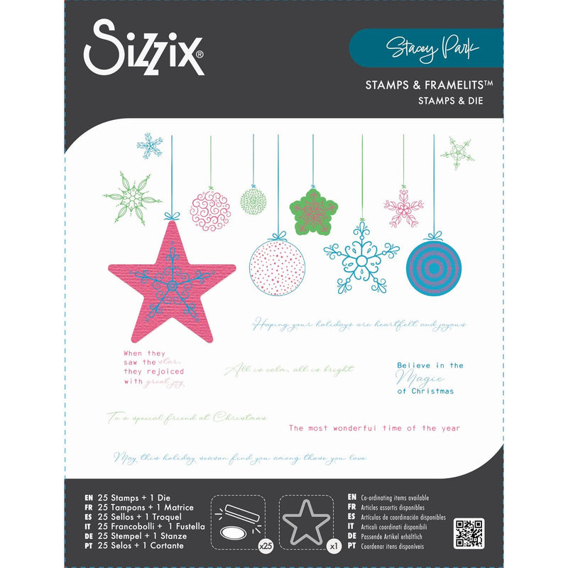 Load image into Gallery viewer, Sizzix • a5 clear stamp set 25pcs 1pcs framelits holiday bits and bobs by stacey park
