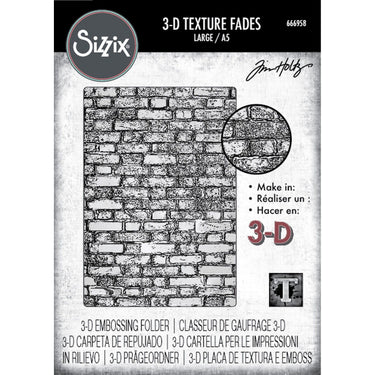 Sizzix • 3d texture fades embossing folder brickwork large a5 by tim holtz