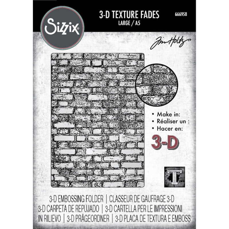 Load image into Gallery viewer, Sizzix • 3d texture fades embossing folder brickwork large a5 by tim holtz
