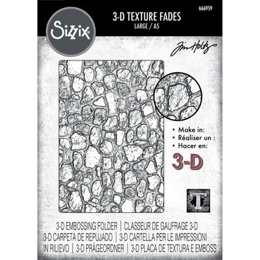 Sizzix • 3d texture fades embossing folder cobblestone large a5 by tim holtz