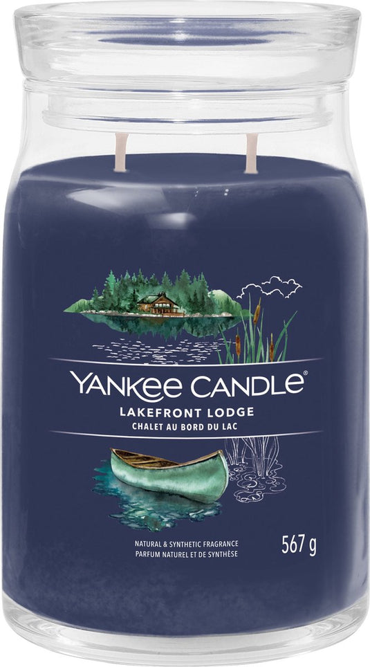 Yankee candle - lakefront lodge large jar geurkaars - 90 branduren - twee lonten