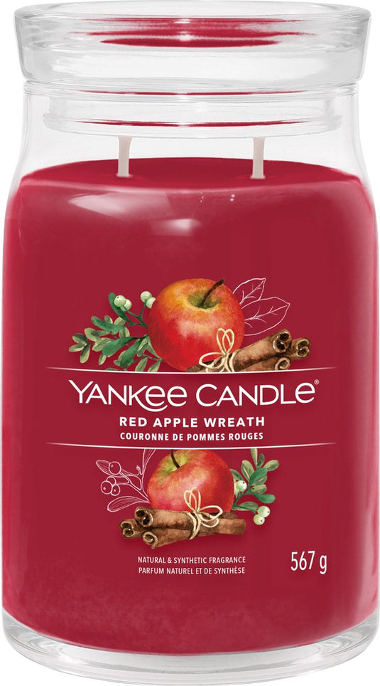 Yankee candle - red apple wreath large jar geurkaars - 90 branduren - twee lonten
