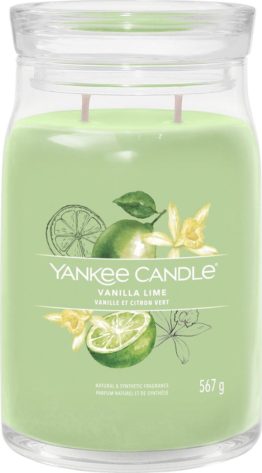 Yankee candle - vanilla lime large jar geurkaars - 90 branduren - twee lonten