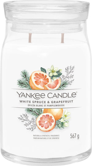 Yankee candle - white spruce grapefruit large jar geurkaars - tot 90 branduren
